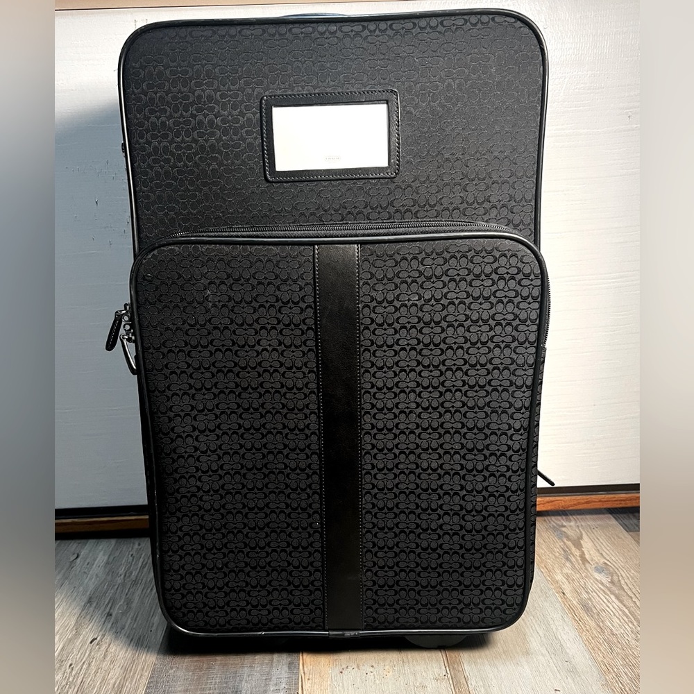 Coach Canvas Leather Signature Rolling Carry On Suitcase (Black) F05421